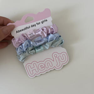 ที่คาดผมแบบหางม้าสูงผ้าซาตินฝรั่งเศส ยางรัดผมแบบยืดหยุ่นพิเศษพร้อมยางรัดผม (3 ชิ้น) - Product Image 5