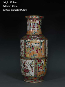 Jarrones de Porcelana China Antigua Canton Rose (Famille Rose) con Figuras de Riqueza y Pájaros Entre un Patrón Floral SLD26012 - Product Image 6
