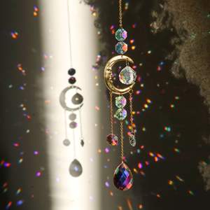 Atrapasoles de Cristal con Diseño de Sol, Luna y Estrellas, Adornos Colgantes de Cristal, Campanas de Viento para Decoración, Colgante de Cristal - Product Image 5
