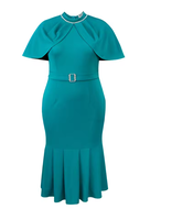 Dernière robe d'été pour femmes, taille plus, pour l'église/le bureau, couleur unie, élégante, coupe ajustée, longueur genou - Personnalisable en usine