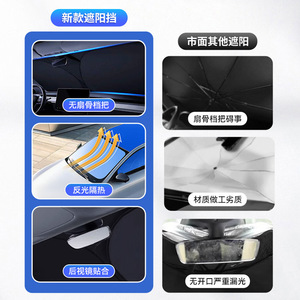 Car Front Windshield Sunshade Foldable Heat <b>Insulation</b> Summer Protection Solid Color Plastic Material - Product Image 3