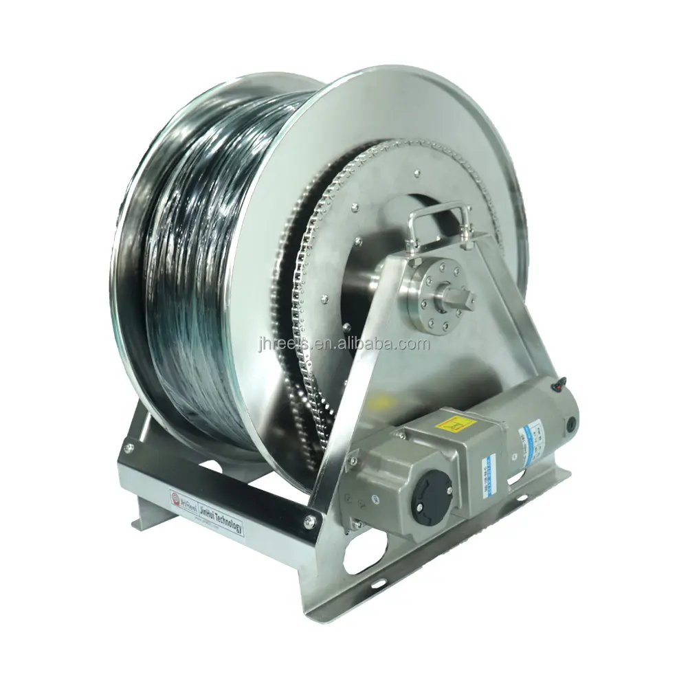 motor driven high pressure stainless steel hand crank hose reel drum manual hose reel