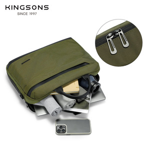 Kingsons Business Briefcase 15.6 Inch Laptop Bag Green Black Splicing Zipper Closure Soft Handle Travel Workbag - Product Image 2