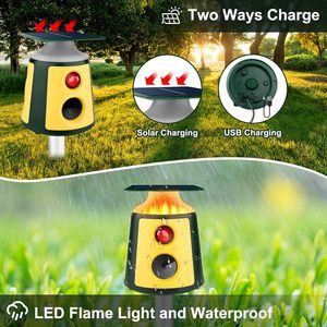 New Design Solar Animal Control Device with Flame Light for Garden Farm Coyote Raccoon Dog <strong>Cat</strong> Monkey Bird Deterrent Flash Light - Product Image 4