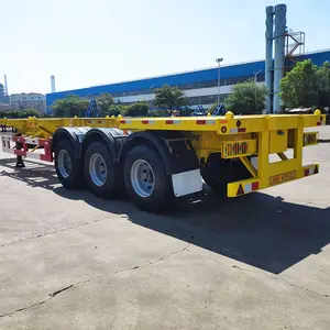 Novo 3 Eixos 40 Pés 20 Ft Shipping Container Chassis 40ft Container Trailer Malásia Flat Bed Flatbed Semi Skeleton Trailer