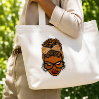 Patch brodé à repasser pour sac et vêtements, représentant une femme noire avec des lunettes, fille afro, patchs à coudre