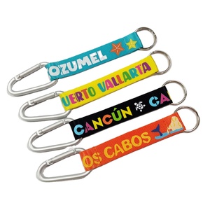 Team Eco-Friendly Custom Logo Zinc Alloy Promotional Carabiner Keychain Lanyard Manufacturer Short Nylon Strap Fashion Keychain
