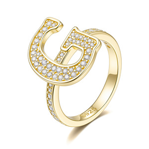 Bague de cocktail de luxe pour femme en moissanite plaqué or 18 carats, lettre D, sertissage pavé, taille brillant rond, micro-incrustation, bijoux - Product Image 6