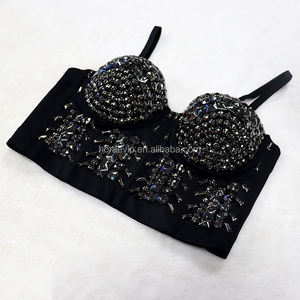 BL07 Classic Steampunk Rivet <span class=keywords><strong>Corset</strong></span> Push up Bra Bustiers Stage Performance Glitter Lencería - Product Image 1