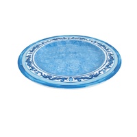 Assiettes rondes en mélamine à motifs bleus et blancs élégants et vintage pour la location de mariage et les fêtes