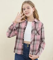 Chemisier en flanelle tissée à manches longues coupe ample pour femmes et jeunes filles, motif écossais décontracté à boutons, anti-boulochage, pour adultes (3 mois et plus)