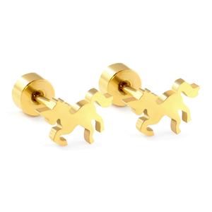High Quality Fashion Jewelry <b>Women</b> Romantic Wholesale Stainless Steel Screw Plug <b>Horse</b> Stud Earrings - Product Image 1