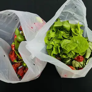 Toptan fiyat 100% biyobozunur olmayan plastik ücretsiz sebze örgü Compostable gıda sınıfı şeffaf taze çanta