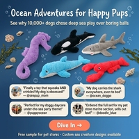 Jouets en peluche pour chien sur le thème des animaux marins, lot de 5, avec couineurs : Hippocampe, Requin, Dauphin, Orca, Homard – Jouets à mâcher interactifs et durables pour chiots