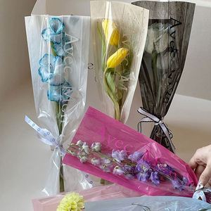 Sac d'emballage en plastique tendance pour fleurs, bouquet unique et boîte complète, vente en gros, tube droit pour emballage de fleur unique - Product Image 5