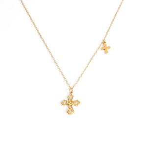 Chaînes en acier inoxydable en gros, bijoux permanents personnalisés, chaîne croix plaquée or, colliers pendentifs tendance pour hommes et femmes - Product Image 6