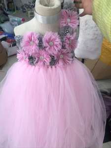 Zarif çiçek kız elbise düğün parti için el yapımı uzun Tutu elbise renkli doğum günü kız prenses elbiseler - Product Image 2