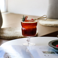 Copa de cóctel de lujo transparente ecológica de tallo corto con diseño acanalado, copa de vino, copa de postre, vaso para whisky, brandy y zumo
