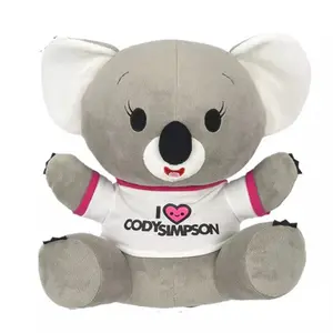 Peluche koala all'ingrosso con maglietta peluche koala orso carino grigio farcito morbido peluche mini koala giocattolo