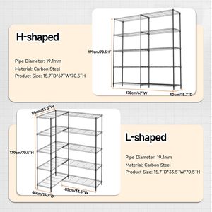 MZG Open Design Adjustable Pantry Kitchen Wire <b>Rack</b> High Capacity Garage Corner 5 Tier Metal Wire Storage Shelving - Product Image 3