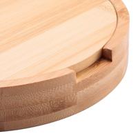 Vaisselle ronde durable en bois de bambou personnalisée petite charcuterie à rotation d'acacia mini planche à fromage et ensemble de couteaux