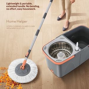 Ensemble serpillière rotative à manche télescopique avec <span class=keywords><strong>seau</strong></span>, double entraînement, nettoyage mains libres et séparation des eaux usées, livraison gratuite - Product Image 4