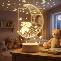 Lámpara de Mesa LED Mini Personalizada con Diseño de Ilusión 3D, Material Acrílico, Decoración Minimalista para Dormitorio