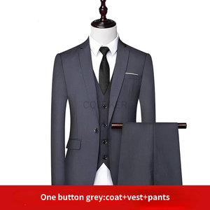 Abiti da Uomo con Risvolto a Punta, <span class=keywords><strong>3</strong></span> Pezzi, Monopetto, Casual, Vestibilità Slim, <span class=keywords><strong>Giacca</strong></span> Tinta Unita, Elegante Abito Formale da Matrimonio - Product Image 5