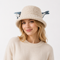 Divertido Sombrero de Pescador de Lana Sherpa con Diseño de Pez de Dibujos Animados, Gorra de Pescador de Terciopelo Personalizada, Unisex, Novedoso, Cálido, para Uso Diario, Invierno