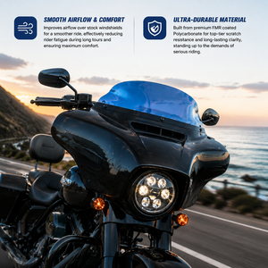 กระจกบังลมขนาด 4.5 นิ้ว <span class=keywords><strong>7</strong></span> นิ้ว สำหรับ Harley Electra Glide Street Glide ปี 2014-2025  วัสดุโพลีคาร์บอเนต FMR ป้องกันรอยขีดข่วน - Product Image 2