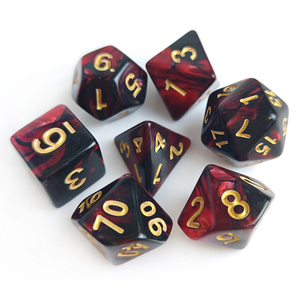 Juego de dados DND poliédricos personalizados de fábrica al por mayor para mazmorras y dragones juego de mesa RPG 7 piezas Juego de dados acrílicos de dos colores - Product Image 3