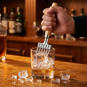 Aluminum Alloy <b>Ice</b> <b>Pick</b> with Wooden Handle, Professional Bar <b>Ice</b> Crusher Tool for Bartender & Restaurant Use Modern Design - Product Image 1