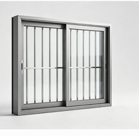 Ventana Corredera Horizontal de Alta Seguridad de Aleación de Aluminio, Doble Vidrio Templado, Marco Antirrobo con Rejillas Antirrobo para Casa
