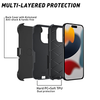 Coques de téléphone 2 en 1 TPU+PC, nouvelles, antichoc, avec clip pour iPhone 15/ 15 Plus /15 Pro/ 15 Pro Max
