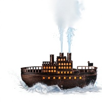 Diffuseur d'huiles essentielles YS Simulation Rétro Bateau à vapeur, machine d'aromathérapie de bureau à télécommande, ultrasonique à forte brume