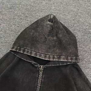 <span class=keywords><strong>Felpa</strong></span> con Cappuccio <span class=keywords><strong>Vintage</strong></span> <span class=keywords><strong>Nera</strong></span> Effetto Acid Wash per Uomo, 100% Cotone, con Zip, Giacche in Denim con Cappuccio all'Ingrosso - Product Image 2