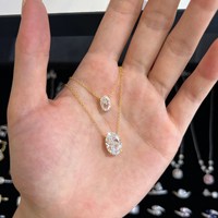 Dylam Design Simple Plaqué Or 18K Chain Link Charm 9Mm Round 8A Cz Zircon Collier S925 Silver Pendant Colliers For Women