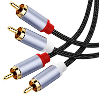 Câble adaptateur audio stéréo double RCA mâle-mâle plaqué or, prise jack, OEM ODM, rallonge audio pour haut-parleur et amplificateur de voiture 2RCA