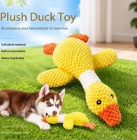 Jouet pour chien en peluche canard jaune durable avec couineur, jouet interactif pour animaux de compagnie pour la dentition et la libération de l'énergie, jouet à mâcher pour chien
