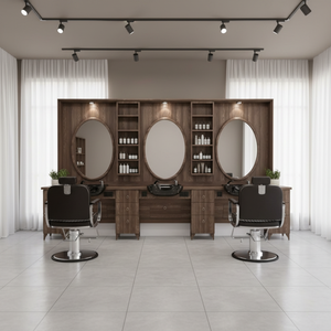 Luxury Modern Design Wood Mirror <b>Station</b> New Model Barber Unit Foldable Adjustable Portable Eco-Friendly Durable Salon Furniture - Product Image 3