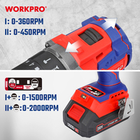 WORKPRO Perceuse à percussion sans fil 20V de haute qualité, équipement mécanique, outil professionnel, bricolage, batterie au lithium