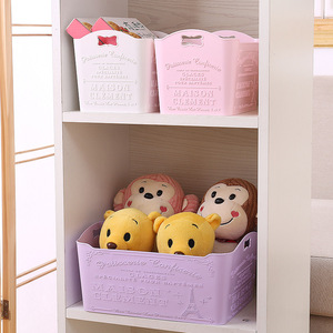 Paris Eiffel Tower Relief Storage Basket Rectangle With Handle Pink Blue Purple White Elegant Style Storage Baskets - Product Image 4