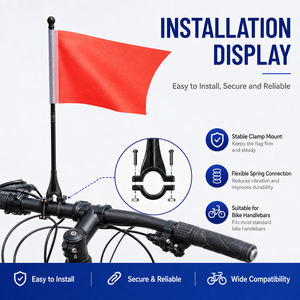 Kit de drapeau personnalisé pour vélo, support de drapeau pour guidon de vélo avec drapeau imprimé double face, compatible avec barre de 2,5 cm pour les événements cyclistes - Product Image 1