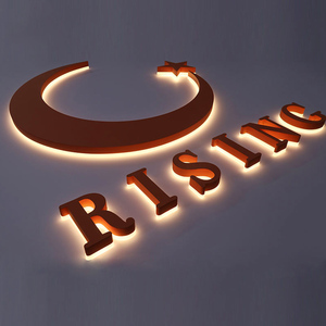 Décoration murale vintage rétro en acier inoxydable, plaque métallique avec logo, lettres infinies en acrylique 3D, <span class=keywords><strong>miroir</strong></span>, publicité LED - Product Image 1