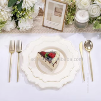 Assiettes jetables élégantes en plastique de qualité alimentaire, résistantes et anti-fuite, 10,25/7,25 pouces, pour fêtes, mariages, banquets, dîners/desserts