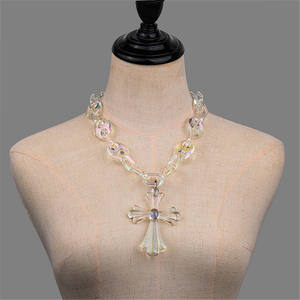 Hip Hop Punk Personnalisé Croix Pendentif Chunky Clair Jésus Laser UV Cool Chaîne Collier pour Adolescents Garçons - Product Image 2