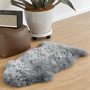 Good sales shaggy sheepskin All season bedroom floor Density wool fur rug custom area Lambskin carpet and rugs