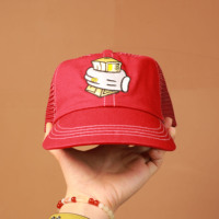 Gorra Trucker Deportiva y Casual de Malla Roja de 6 Paneles con Bordado de Marca Personalizado de Fábrica