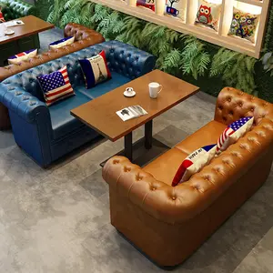 Youtai Wholesale Restaurant Furniture Cafe Shop Table And Chairs Set Milk Tea Sofa Furniture Booth
