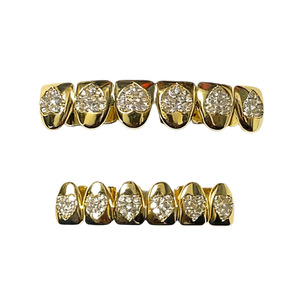 Grillz double pièce en forme de cœur, plaqué or et argent, avec zircone, unisexe, pour usage quotidien, style Hip Hop, ornements dentaires - Product Image 5
